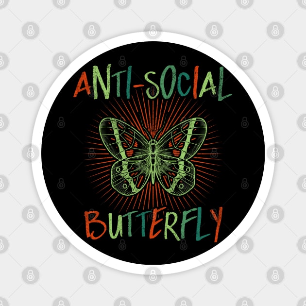 Anti Social Butterfly Shy Distressed Gift Magnet by grendelfly73